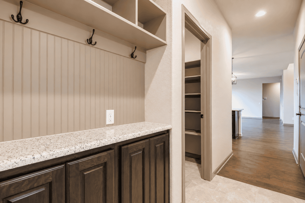 Kitchen counter and built-in shelving in the 1115 Barolo Court custom home
